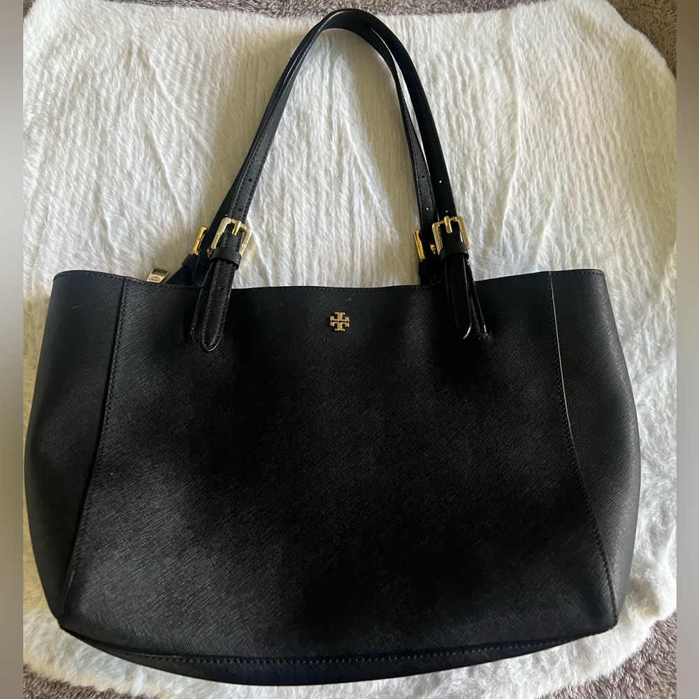 Tory Burch Black Tote with Gold Accents